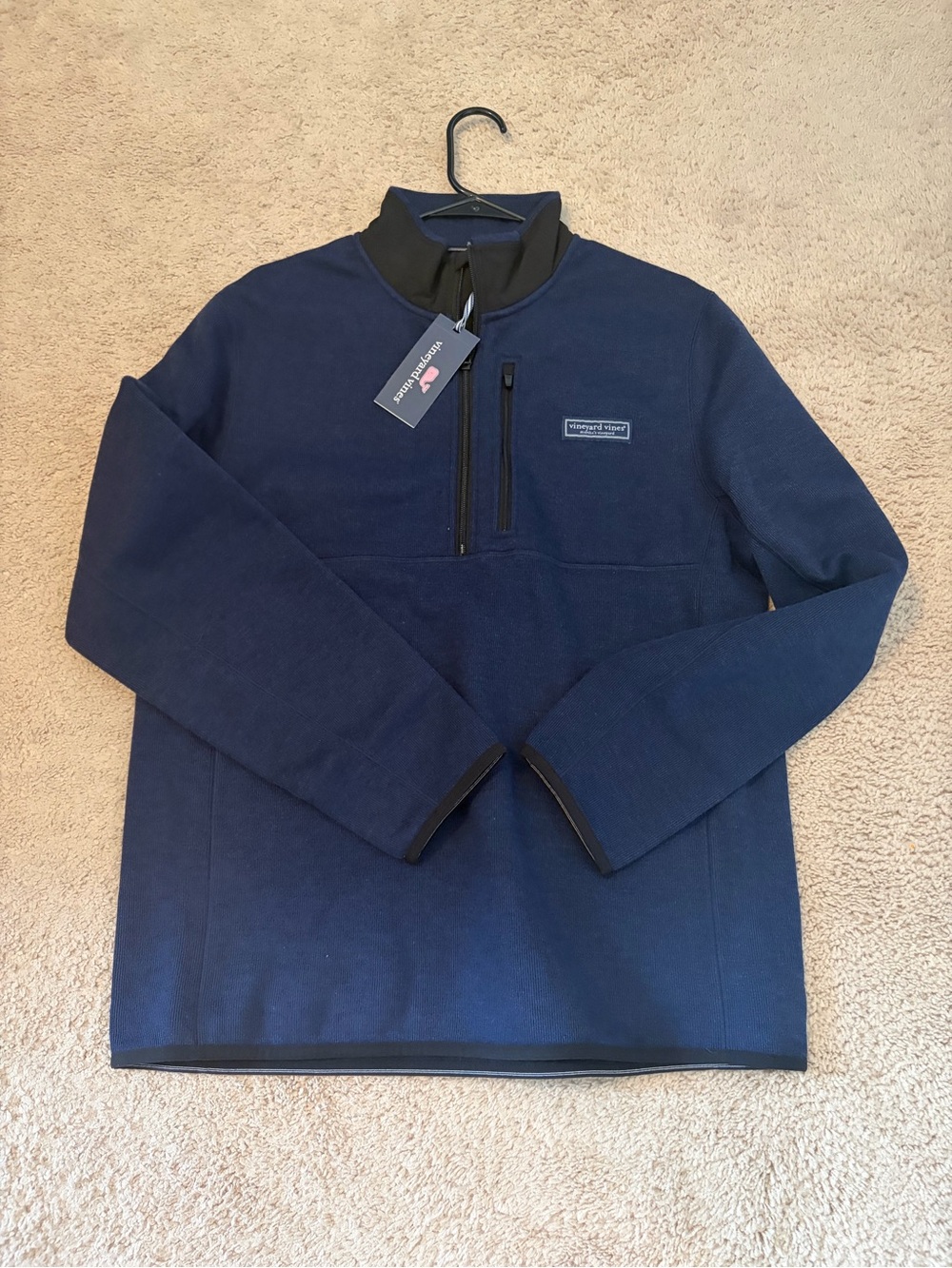 Vineyard Vines Fleece Navy Quarter-Zip Lightweight Pullover Jacket